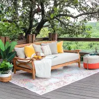 Birch Lane™ Brunswick 79" Wide Outdoor Teak Patio Daybed with Cushions