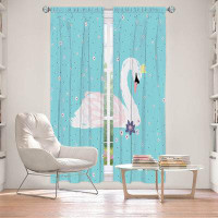 East Urban Home Lined Window Curtains 2-panel Set for Window Size by Metka Hiti - Swan 1 Teal