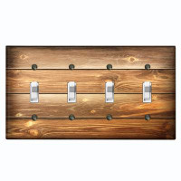WorldAcc Metal Light Switch Plate Outlet Cover (Brown Fence - Quadruple Toggle)