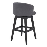TODAY DECOR TDC Set of Two 27" Grey And Black Velvet And Iron Low Back Counter Height Bar Chairs