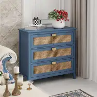 Bay Isle Home™ 3 Drawer Cabinet,natural Rattan,american Furniture,suitable For Bedroom, Living Room, Study