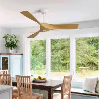 Wrought Studio 52 Inch Modern Ceiling Fan With 3 ABS Blades Remote Control Reversible DC Motor Without Light For Living