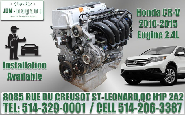 Moteur Honda CRV 2.4 2010 2011 2012 2013 2014, 10 11 12 13 14  CR-V Engine, i VTEC Motor 4 Cyl AWD 4X4 K24A in Engine & Engine Parts in Greater Montréal