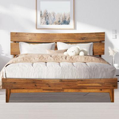 Acacia Base de lit en bois massif avec tête de lit Aurora in Beds & Mattresses in Québec