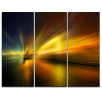 Design Art Blue Over Gold Texture - 3 Piece Graphic Art on Wrapped Canvas Set