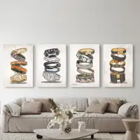 Oliver Gal Fashion Bracelets Glam Orange/Grey/Ivory/Black Canvas Wall Art Set Print for Bedroom