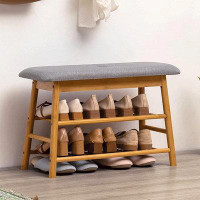 Breakwater Bay Breakwater Bay Shoe Rack Storage Bench - Bamboo Shoe Shelf With Cushioned Seat And Organizer Compartment,