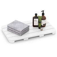 Ebern Designs Ebern Designs 21.5" X 13.5" Bath Mat Waterproof Hips Spa Shower Mat With Non Slip Foot Pads White