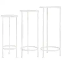 Arlmont & Co. Plant Stand Set 3 Pieces Vintage Style Metal Antique White