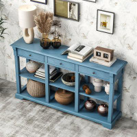 Winston Porter Retro Console Table/Sideboard with Ample Storage, Open Shelves and Drawers