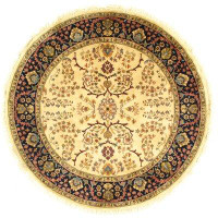 Pasargad NY One-of-a-Kind Hand-Knotted Persian Sarouk Beige/Black/Brown 5' Round Area Rug