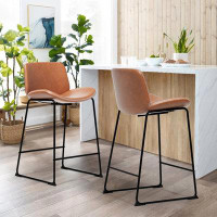 17 Stories Acklins 29" Tall Vegan Leather Bar Stools & Counter Stools