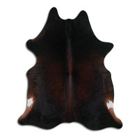 Foundry Select Balcer Handmade Cowhide Area Rug in Dark Brown
