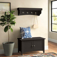 Lark Manor Ajwad 36"W Cottage Beach House Design Wall Mounted Coat Rack and Cabinet Bench Set with Storage