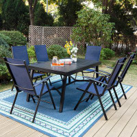 Lark Manor 6 Person Outdoor Dining Set,patio Dining Table & Metal Dining Chairs, Dining Furniture Set For Patio, Deck, Y