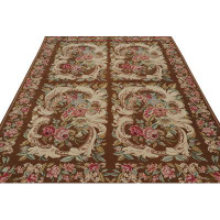 World Menagerie World Menagerie’S European Style Flatweave Rug In Brown With Botanicals “Acanthus”