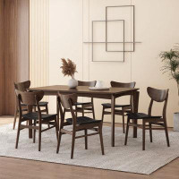 George Oliver Colton Wood And Faux Leather 7 Piece Dining Set