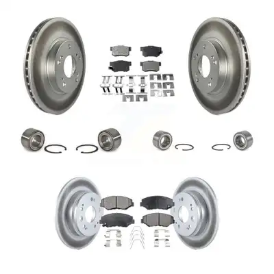 Front Rear Bearings Coated Disc Brake Rotors And Ceramic Pads Kit (10Pc) For Honda CR-V KBB-108608