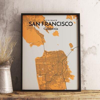 Wrought Studio 'San Francisco City Map' Graphic Art Print Poster in Orange in Arts & Collectibles
