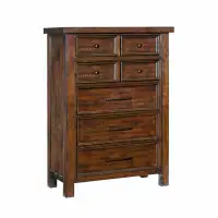 MaMa Classic Bedroom Brown Finish 1Pc Chest Of Drawers Mango Veneer Wood Transitional Furniture