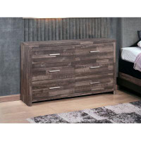 Loon Peak Rockett 60" Dark Brown Solid and Manufactured Wood Six Drawer Double Dresser
