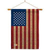 Breeze Decor Star Spangled - Impressions Decorative Wood Dowel With String House Flag Set HS111050-BO-03