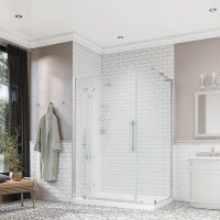 Ove Decors OVE Decors Endless TA13324J1 Tampa, Corner Frameless Hinge Shower Door And Base, 48 In. W X 74 3/4 In. H, In