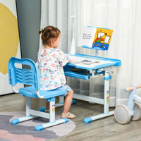 Kids' Study Table And Chair Set 27.6" x 19.7" x 41.3" Blue