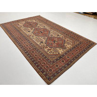 Home and Rugs Vintage Handmade 7X11 Ivory And Red Anatolian Caucasian Tribal Distressed Area Rug