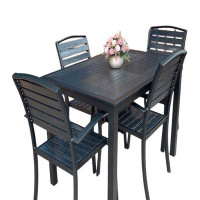 Wildon Home® Outdoor Plastic Wood Solid Wood Tables And Chairs Rainproof Sunscreen Outdoor Commercial Courtyard Balcony