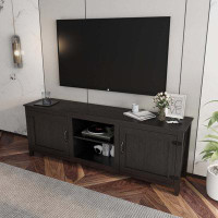 Latitude Run® TV Stand Storage Media Console Entertainment Centre,Tradition Black,with doors