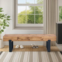 Millwood Pines Solid + Manufactured Wood+Metal Bench