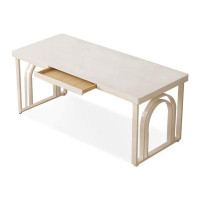 Latitude Run® 55.12" White Rectangular sintered stone tabletop desk