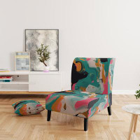 Ivy Bronx Turquoise Pink Abstract Serenity II - Upholstered Modern Accent Chair