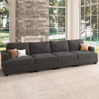 Wade Logan 4-Seater Modular Sofa Couch Upholstered Small Sectional Sofa