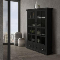 August Grove Storage Cabinet With Tempered Glass Doors Curio Cabinet With Adjustable Shelf Display Cabinet With Triple D