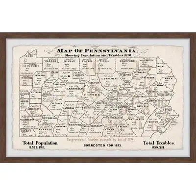 Trinx 'Pennsylvania Outline' - Picture Frame Print on Paper
