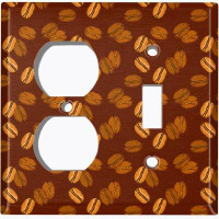 WorldAcc Metal Light Switch Plate Outlet Cover (Coffee Mocha Espresso Beans Brown - (L) Single Duplex / (R) Single Toggl