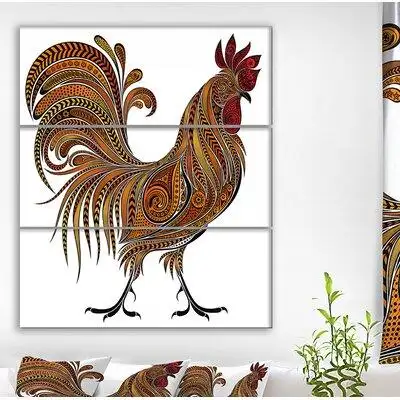 East Urban Home 'Fire Cock' Oil Painting Print Multi-Piece Image on Wrapped Canvas