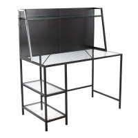 Latitude Run® Geo Tier Contemporary Desk In Metal And Clear Glass By Lumisource