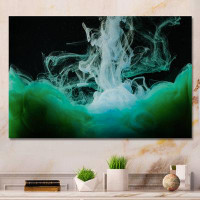 Wrought Studio Close Up Of Green Ink On Black - Modern & Contemporary Canvas Wall Decor