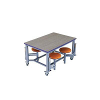 AmTab Manufacturing Corporation 66'' x 36'' Rectangular Stool Cafeteria Table
