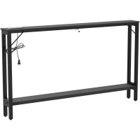 Mercer41 Sofa Table with Outlet and USB Port, 47" Console Table Behind Couch Table with Steel Frame