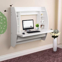 Zimtown Zimtown Wall Mounted Computer Desk Floating Office Home PC Table With Storage Shelf ,White