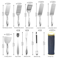 ASA 9pc Professional Griddle Accessories Kit - Heavy Duty Stainless Steel Grill Spatula Set For Grill Griddle Hibachi Fl