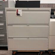 Teknion 3 Drawer Lateral Filing Cabinet – Full Pull Handles – White