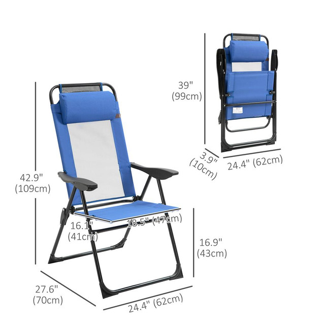 Folding Chair Set 24.4" x 27.6" x 42.9" Blue in Patio & Garden Furniture - Image 3