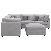 Berre Furniture Valentia 5-piece Upholstered Modular Sectional Grey Sectional Grey 551511-S5A_COASTERFURN