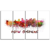 Made in Canada - Design Art New Orleans Skyline Cityscape 4 Piece Painting Print on Wrapped Canvas Set