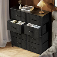17 Stories Dresser For Bedroom With 8 Drawers Tall Dresser & Chest Of Drawers Fabric Dresser With Wood Top And Sturdy St